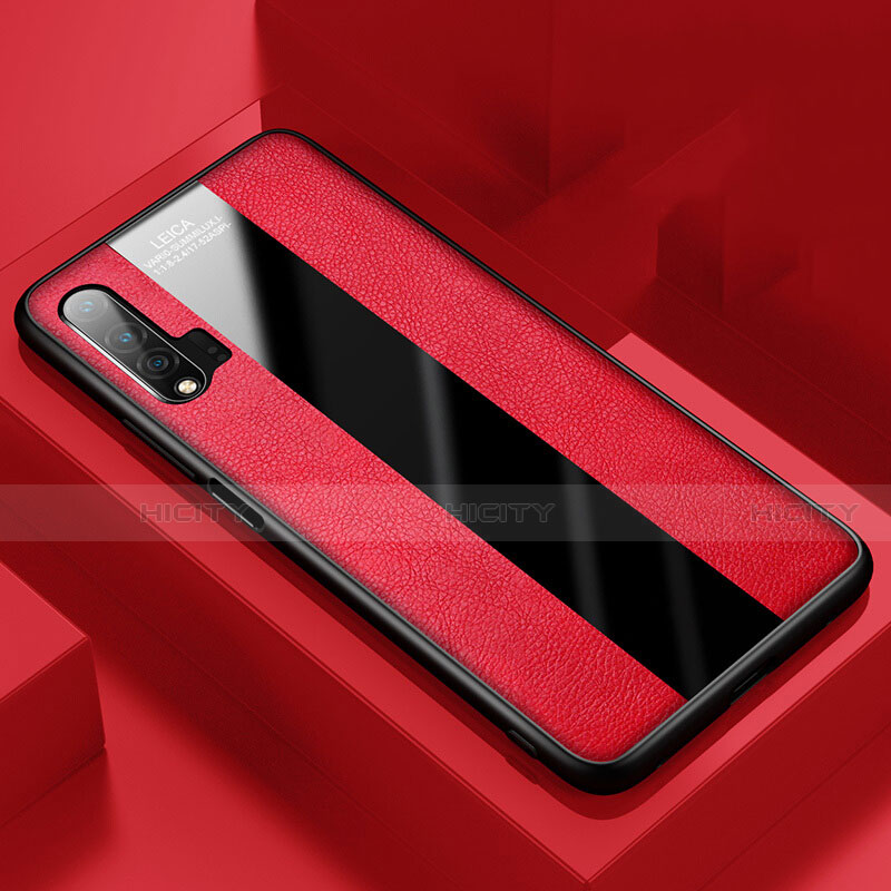 Silikon Hülle Handyhülle Gummi Schutzhülle Flexible Leder Tasche H01 für Huawei Nova 6 5G Rot