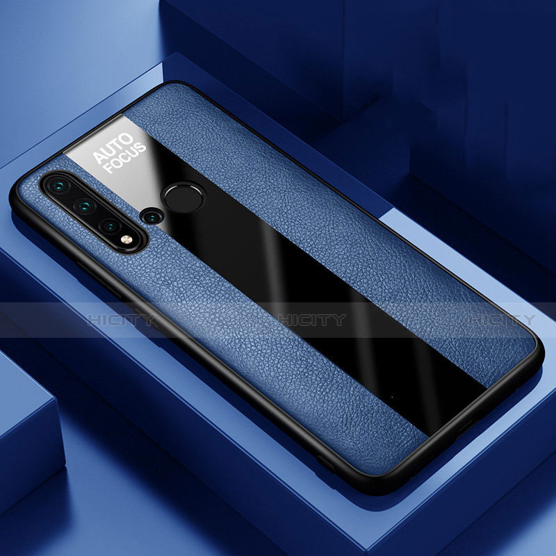 Silikon Hülle Handyhülle Gummi Schutzhülle Flexible Leder Tasche H01 für Huawei P20 Lite (2019) Blau