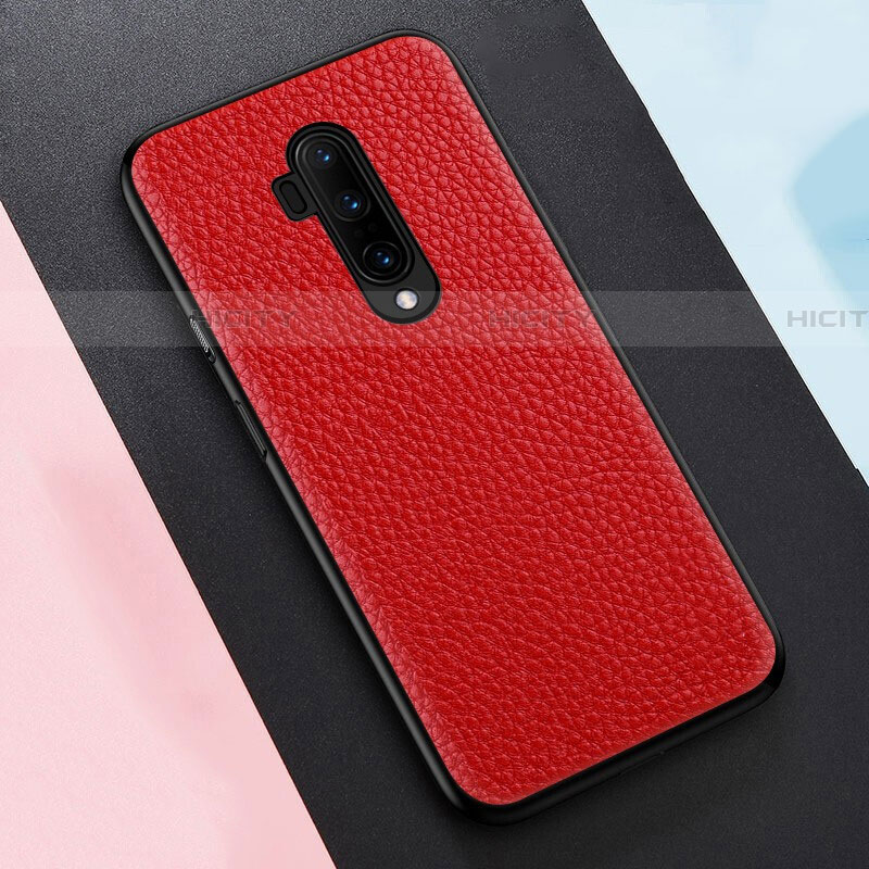 Silikon Hülle Handyhülle Gummi Schutzhülle Flexible Leder Tasche H01 für OnePlus 7T Pro Rot