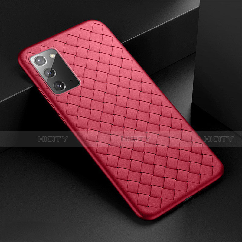 Silikon Hülle Handyhülle Gummi Schutzhülle Flexible Leder Tasche H01 für Samsung Galaxy Note 20 5G Rot Plus