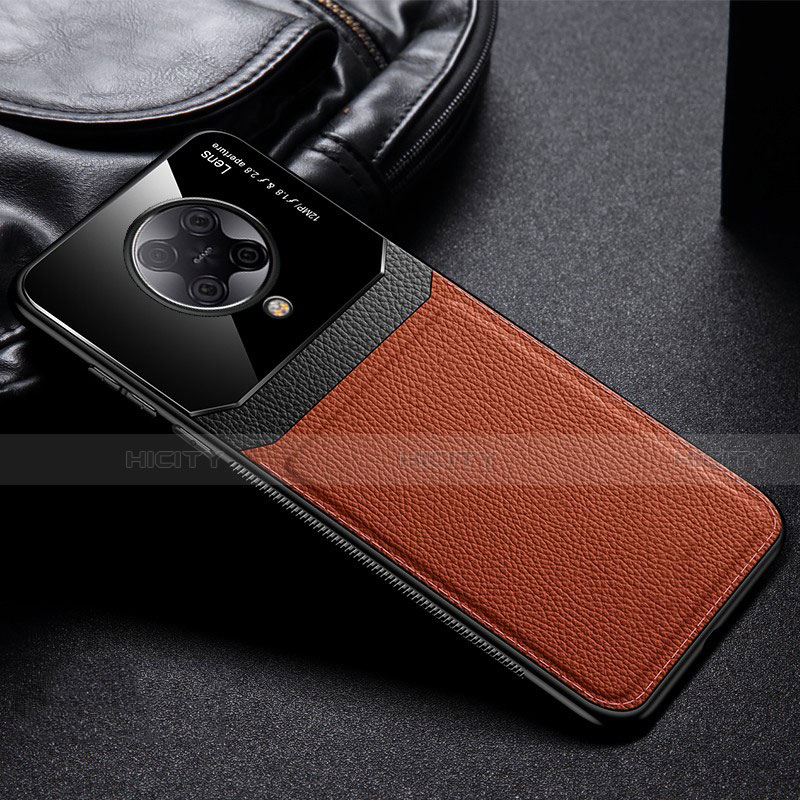 Silikon Hülle Handyhülle Gummi Schutzhülle Flexible Leder Tasche H01 für Xiaomi Redmi K30 Pro Zoom Braun