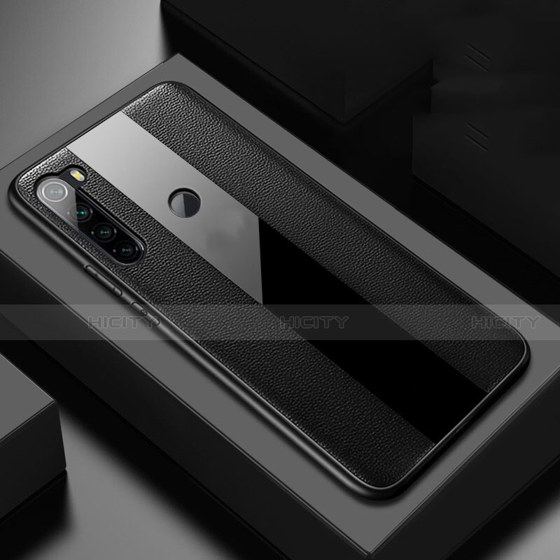Silikon Hülle Handyhülle Gummi Schutzhülle Flexible Leder Tasche H01 für Xiaomi Redmi Note 8T Schwarz