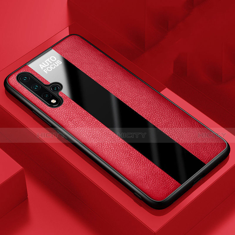 Silikon Hülle Handyhülle Gummi Schutzhülle Flexible Leder Tasche H02 für Huawei Nova 5 Pro Rot