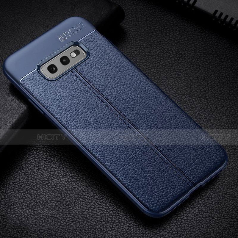 Silikon Hülle Handyhülle Gummi Schutzhülle Flexible Leder Tasche H02 für Samsung Galaxy S10e Blau Plus