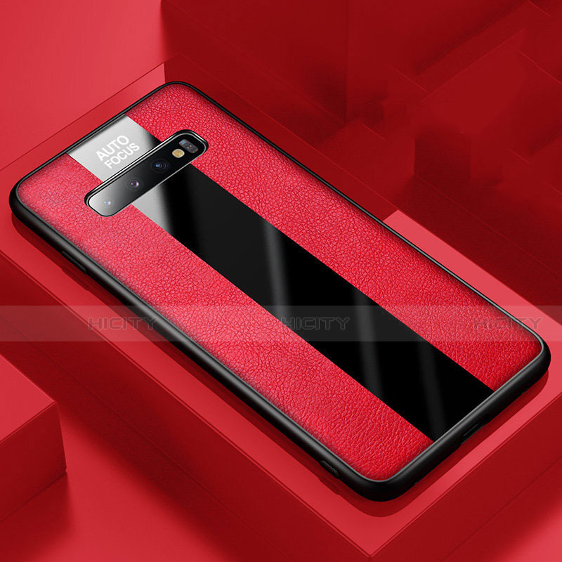 Silikon Hülle Handyhülle Gummi Schutzhülle Flexible Leder Tasche H03 für Samsung Galaxy S10 5G Rot