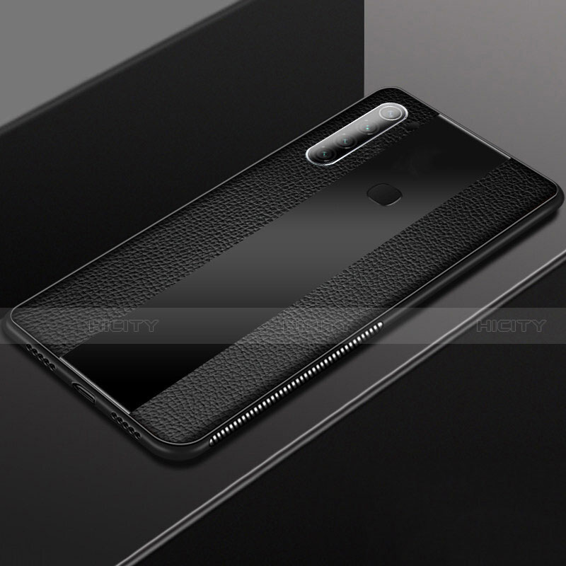 Silikon Hülle Handyhülle Gummi Schutzhülle Flexible Leder Tasche H03 für Xiaomi Redmi Note 8 (2021) Schwarz Plus