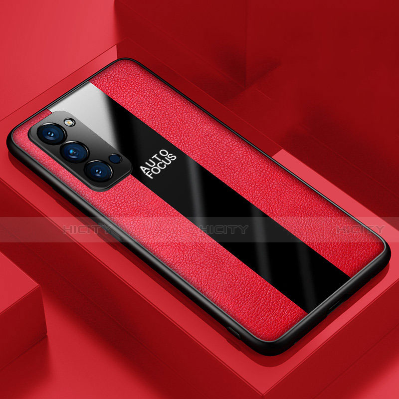 Silikon Hülle Handyhülle Gummi Schutzhülle Flexible Leder Tasche H05 für Oppo Reno4 Pro 5G Rot