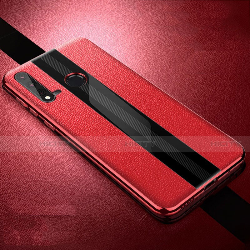 Silikon Hülle Handyhülle Gummi Schutzhülle Flexible Leder Tasche H06 für Huawei Nova 5i Rot