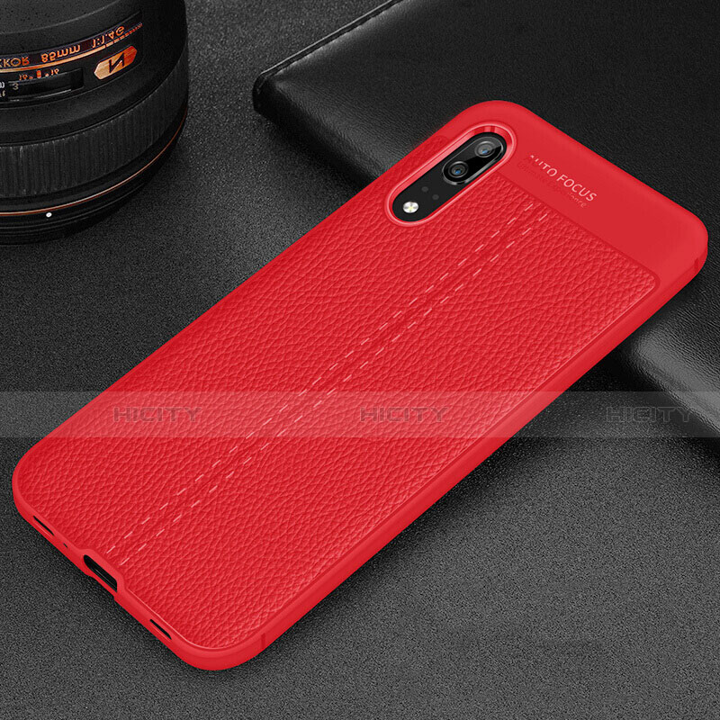 Silikon Hülle Handyhülle Gummi Schutzhülle Flexible Leder Tasche H06 für Huawei P20 Rot