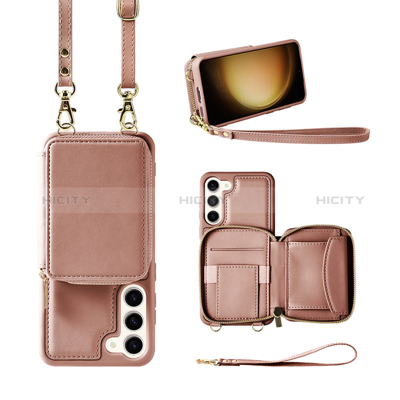 Silikon Hülle Handyhülle Gummi Schutzhülle Flexible Leder Tasche JM1 für Samsung Galaxy S23 5G Rosegold Plus