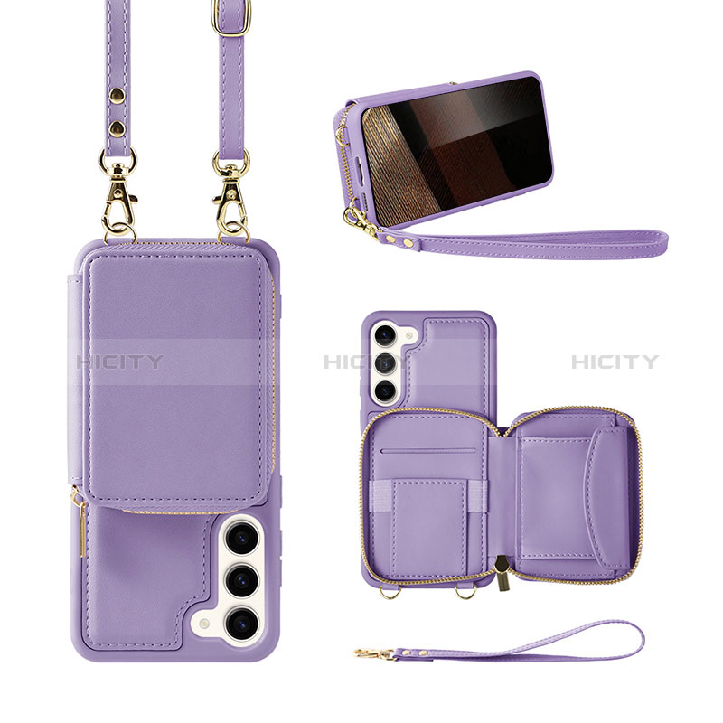 Silikon Hülle Handyhülle Gummi Schutzhülle Flexible Leder Tasche JM1 für Samsung Galaxy S24 5G Violett Plus