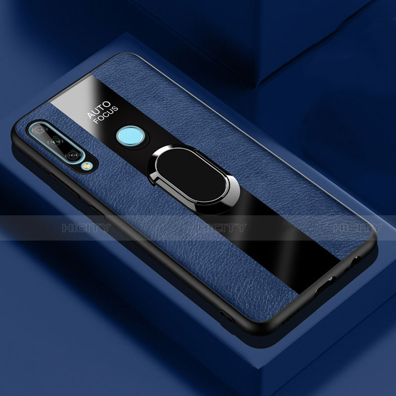 Silikon Hülle Handyhülle Gummi Schutzhülle Flexible Leder Tasche mit Magnetisch Fingerring Ständer für Huawei Enjoy 10 Plus groß
