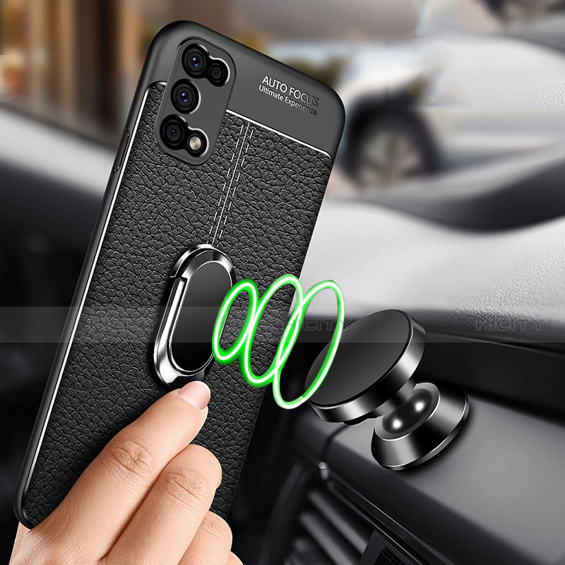 Silikon Hülle Handyhülle Gummi Schutzhülle Flexible Leder Tasche mit Magnetisch Fingerring Ständer für Oppo K7x 5G