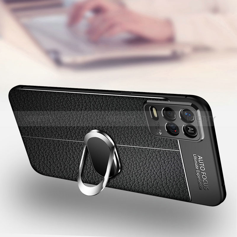 Silikon Hülle Handyhülle Gummi Schutzhülle Flexible Leder Tasche mit Magnetisch Fingerring Ständer für Oppo K9X 5G