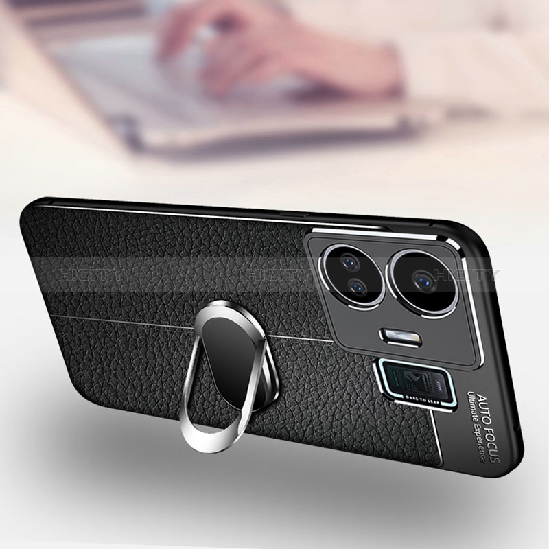 Silikon Hülle Handyhülle Gummi Schutzhülle Flexible Leder Tasche mit Magnetisch Fingerring Ständer für Realme GT Neo6 5G