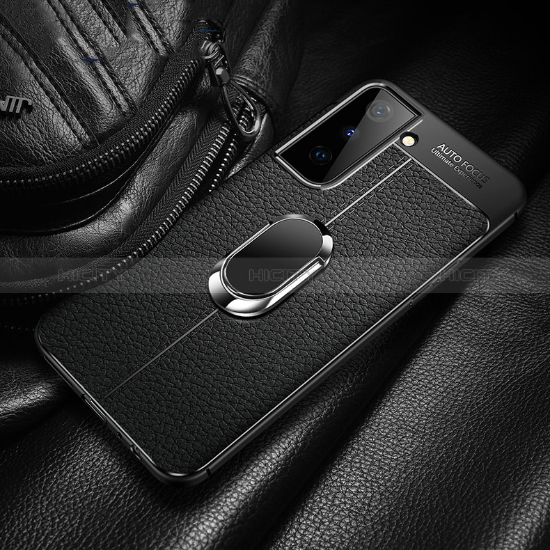 Silikon Hülle Handyhülle Gummi Schutzhülle Flexible Leder Tasche mit Magnetisch Fingerring Ständer für Samsung Galaxy S24 5G