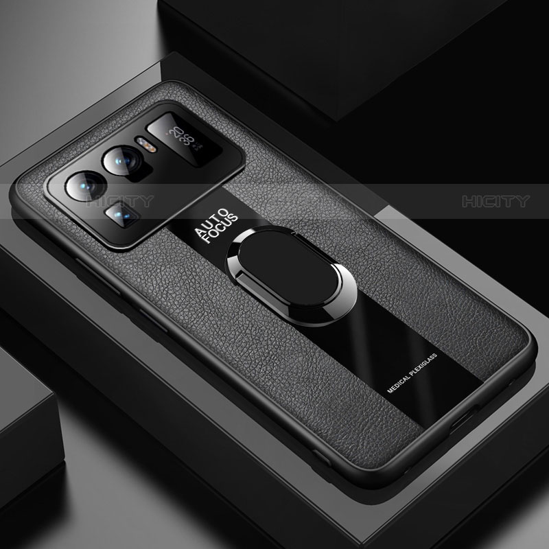 Silikon Hülle Handyhülle Gummi Schutzhülle Flexible Leder Tasche mit Magnetisch Fingerring Ständer für Xiaomi Mi 11 Ultra 5G
