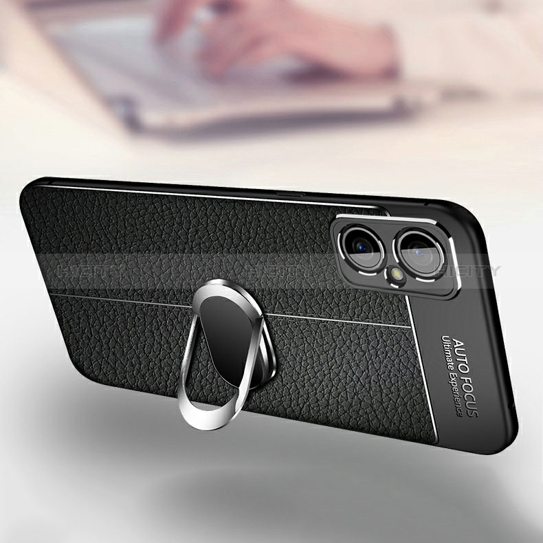 Silikon Hülle Handyhülle Gummi Schutzhülle Flexible Leder Tasche mit Magnetisch Fingerring Ständer für Xiaomi Poco M4 5G