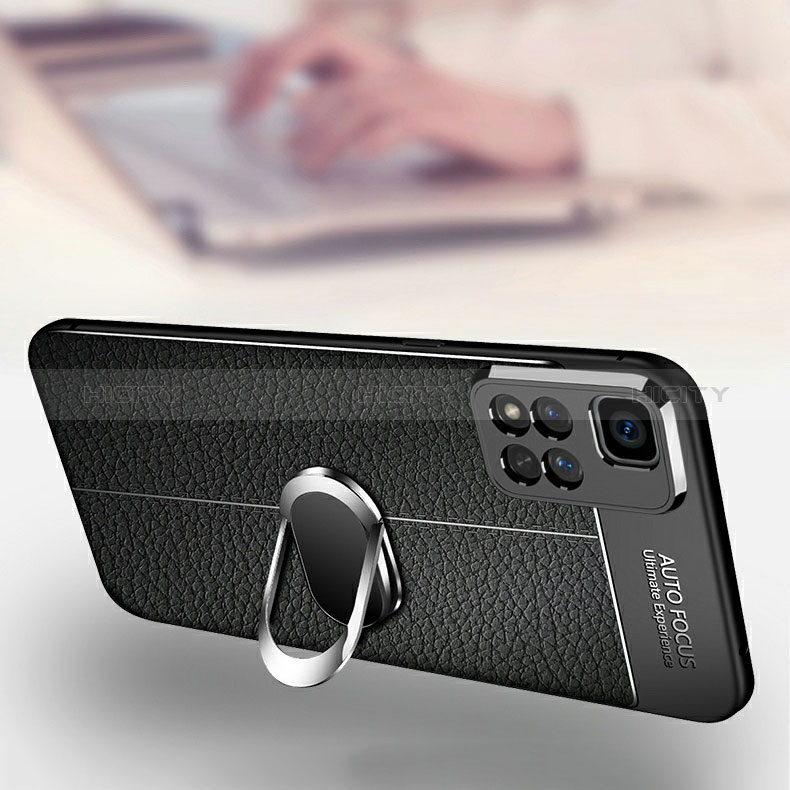 Silikon Hülle Handyhülle Gummi Schutzhülle Flexible Leder Tasche mit Magnetisch Fingerring Ständer für Xiaomi Poco X4 NFC groß