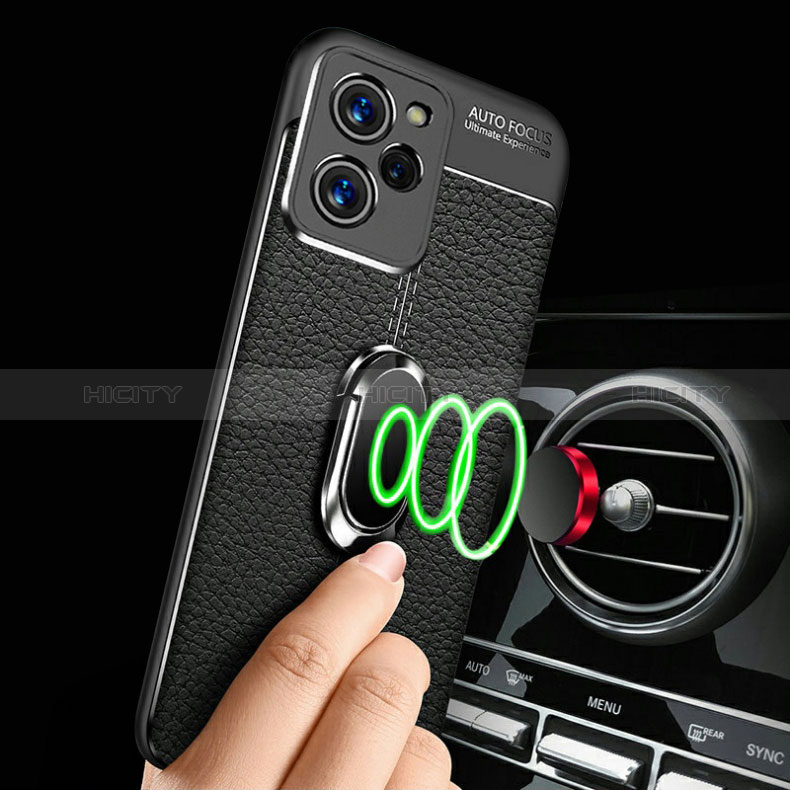 Silikon Hülle Handyhülle Gummi Schutzhülle Flexible Leder Tasche mit Magnetisch Fingerring Ständer für Xiaomi Poco X5 Pro 5G groß