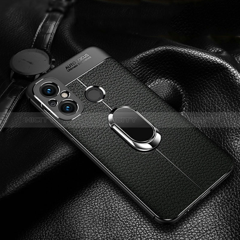 Silikon Hülle Handyhülle Gummi Schutzhülle Flexible Leder Tasche mit Magnetisch Fingerring Ständer für Xiaomi Redmi 11A 4G groß