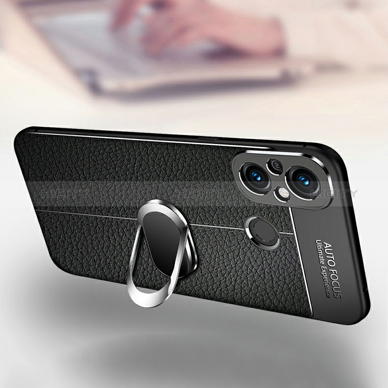 Silikon Hülle Handyhülle Gummi Schutzhülle Flexible Leder Tasche mit Magnetisch Fingerring Ständer für Xiaomi Redmi 12C 4G