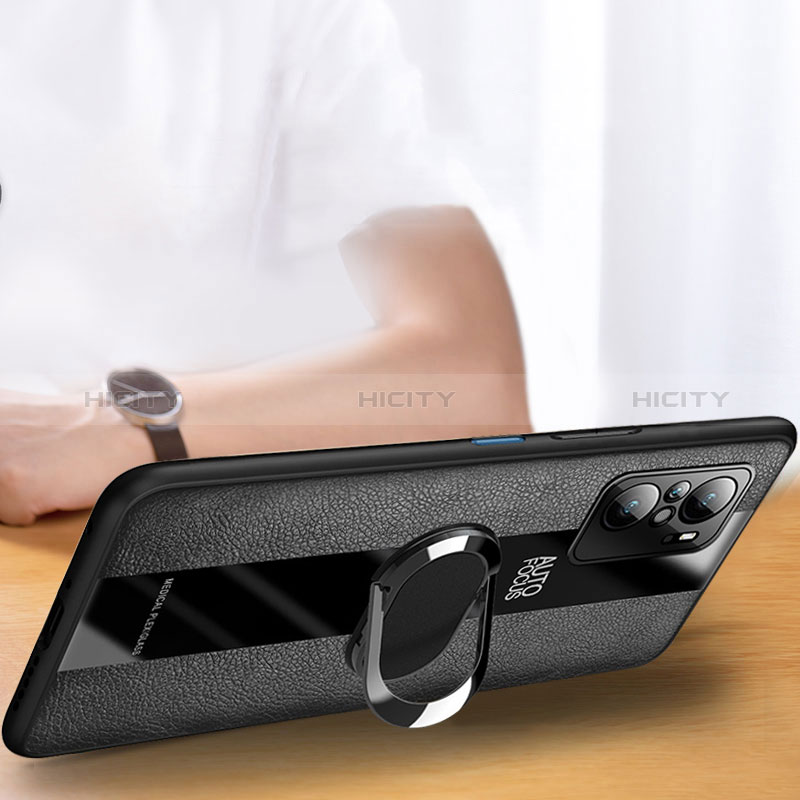 Silikon Hülle Handyhülle Gummi Schutzhülle Flexible Leder Tasche mit Magnetisch Fingerring Ständer PB1 für Xiaomi Mi 11X 5G groß