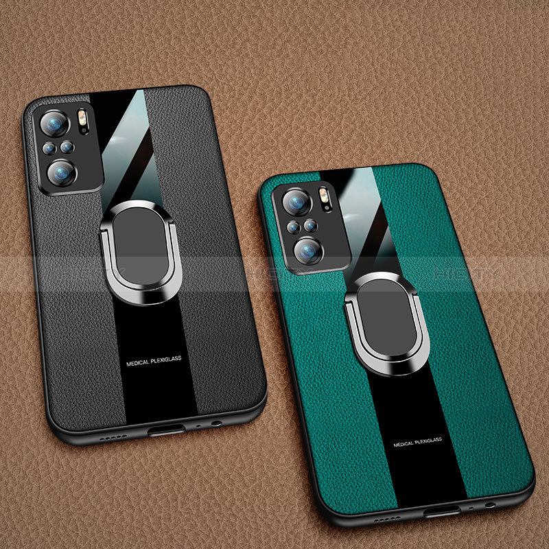 Silikon Hülle Handyhülle Gummi Schutzhülle Flexible Leder Tasche mit Magnetisch Fingerring Ständer PB1 für Xiaomi Poco F3 5G