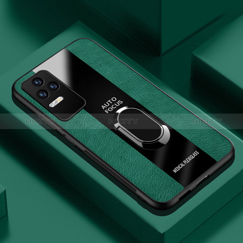 Silikon Hülle Handyhülle Gummi Schutzhülle Flexible Leder Tasche mit Magnetisch Fingerring Ständer PB1 für Xiaomi Poco F4 5G