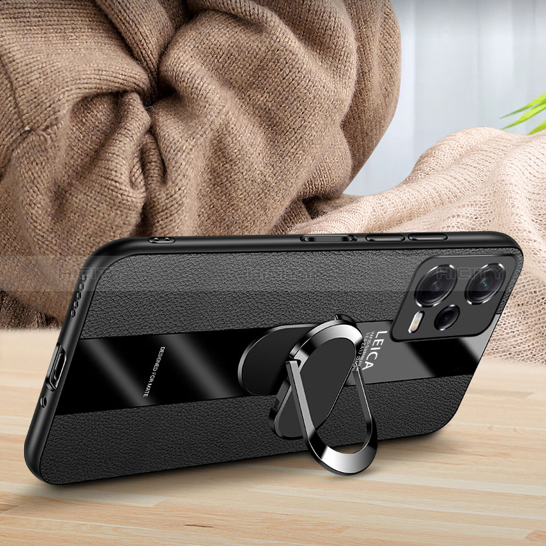 Silikon Hülle Handyhülle Gummi Schutzhülle Flexible Leder Tasche mit Magnetisch Fingerring Ständer PB1 für Xiaomi Redmi Note 12 Pro+ Plus 5G