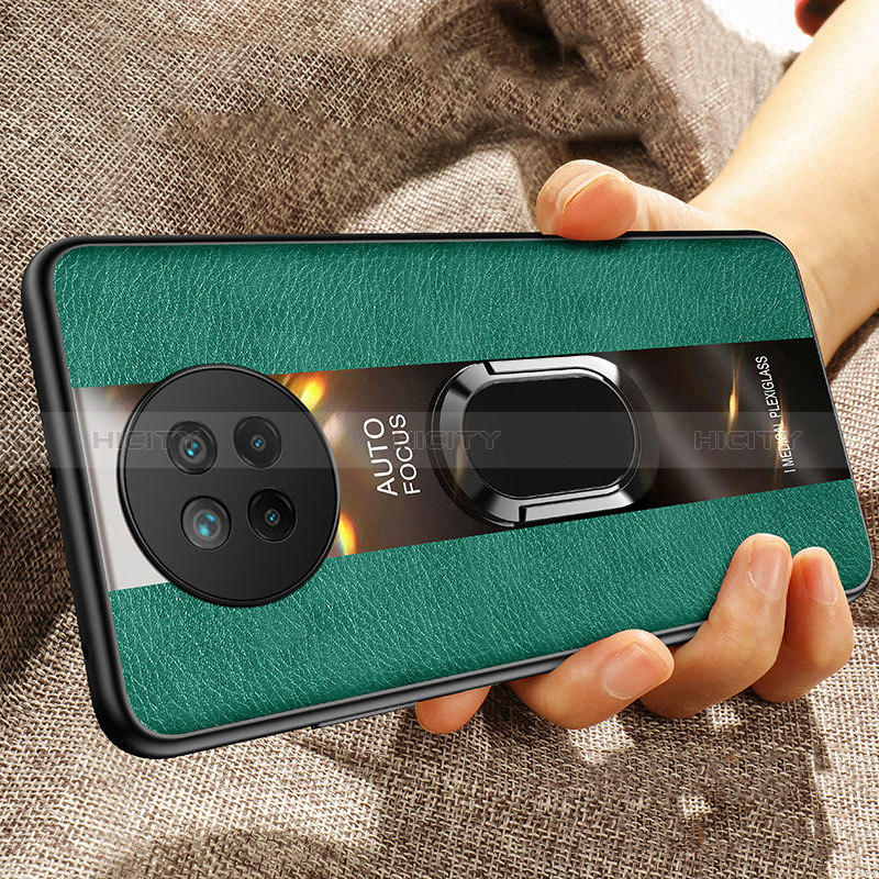 Silikon Hülle Handyhülle Gummi Schutzhülle Flexible Leder Tasche mit Magnetisch Fingerring Ständer PB1 für Xiaomi Redmi Note 9T 5G