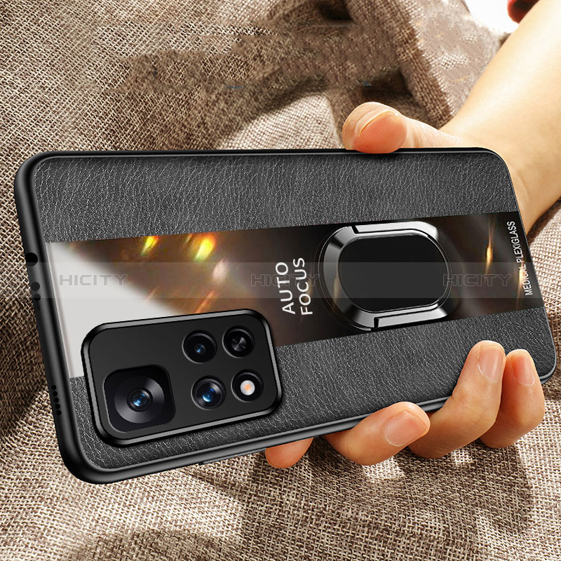 Silikon Hülle Handyhülle Gummi Schutzhülle Flexible Leder Tasche mit Magnetisch Fingerring Ständer PB2 für Xiaomi Mi 11i 5G (2022)
