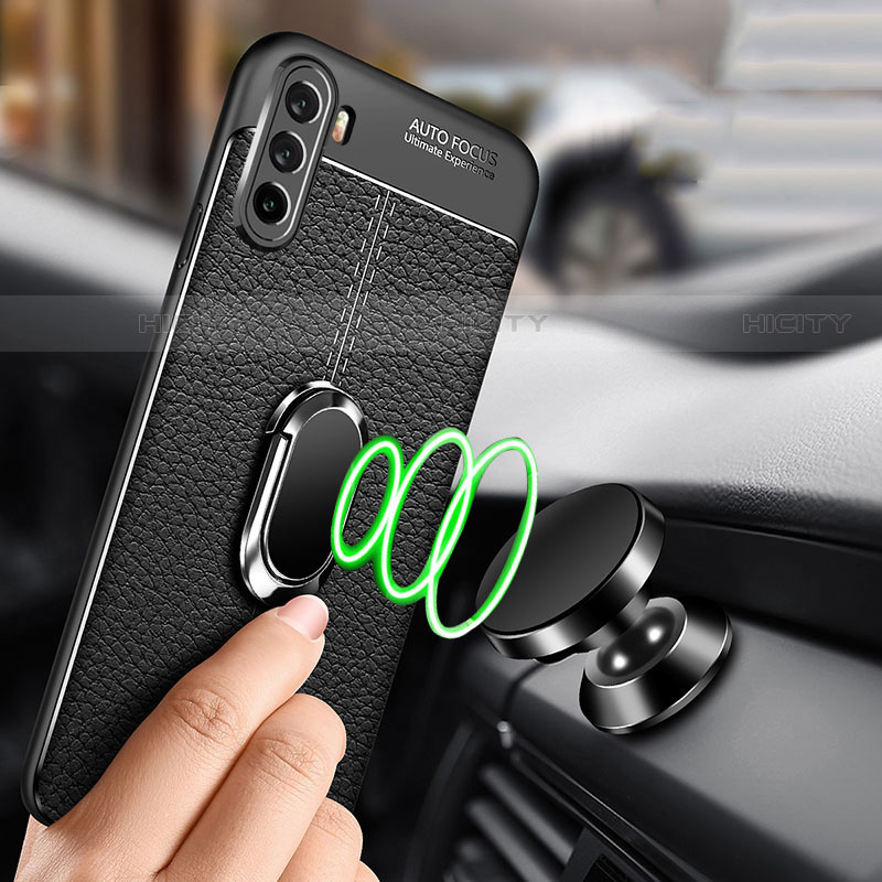 Silikon Hülle Handyhülle Gummi Schutzhülle Flexible Leder Tasche mit Magnetisch Fingerring Ständer S01 für Huawei Mate 40 Lite 5G groß