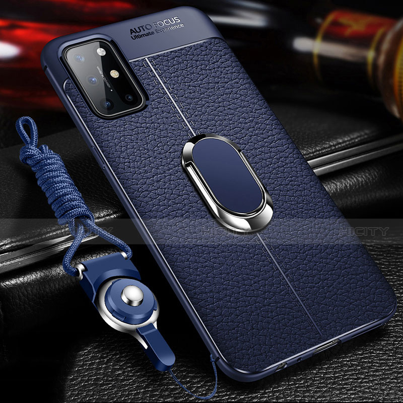 Silikon Hülle Handyhülle Gummi Schutzhülle Flexible Leder Tasche mit Magnetisch Fingerring Ständer S01 für OnePlus 8T 5G