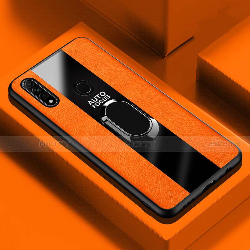 Silikon Hülle Handyhülle Gummi Schutzhülle Flexible Leder Tasche mit Magnetisch Fingerring Ständer S01 für Oppo A31 Orange Plus