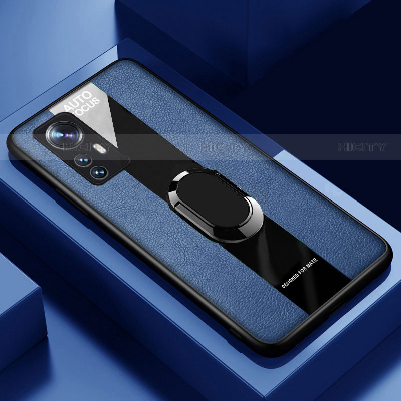 Silikon Hülle Handyhülle Gummi Schutzhülle Flexible Leder Tasche mit Magnetisch Fingerring Ständer S02 für Xiaomi Mi 12S Pro 5G