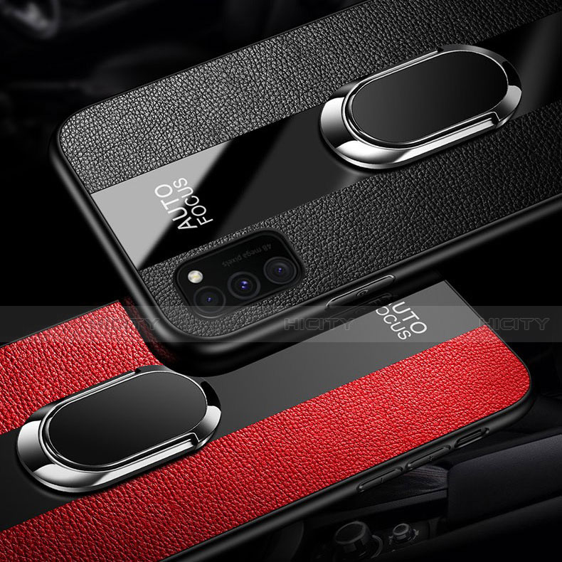 Silikon Hülle Handyhülle Gummi Schutzhülle Flexible Leder Tasche mit Magnetisch Fingerring Ständer T01 für Huawei Honor V30 Pro 5G groß