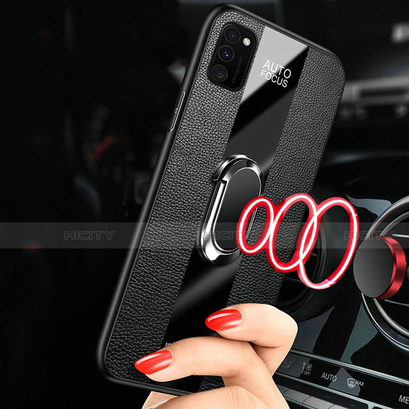 Silikon Hülle Handyhülle Gummi Schutzhülle Flexible Leder Tasche mit Magnetisch Fingerring Ständer T01 für Huawei Honor View 30 5G