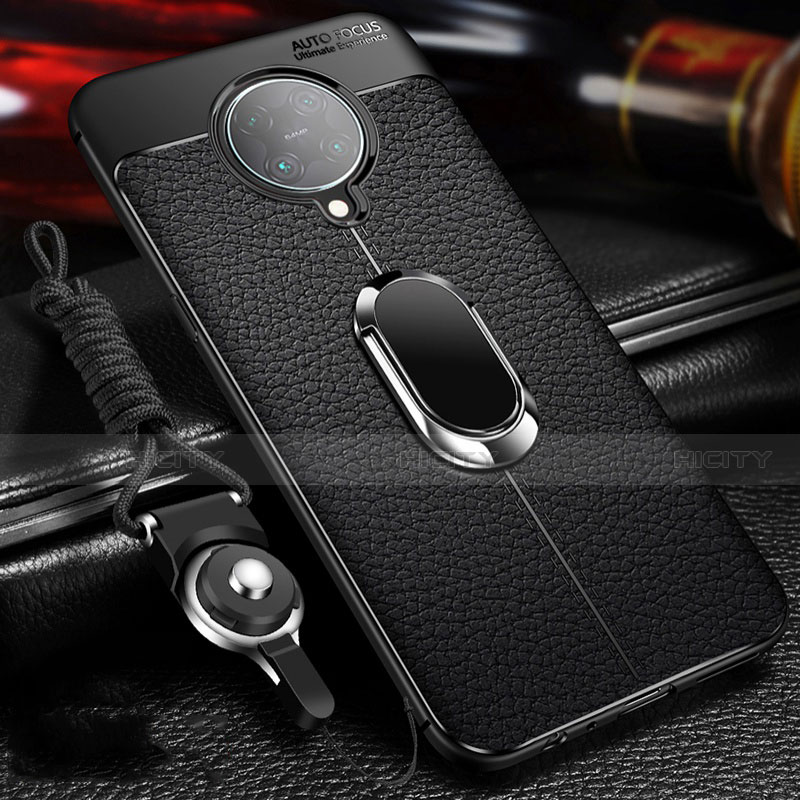 Silikon Hülle Handyhülle Gummi Schutzhülle Flexible Leder Tasche mit Magnetisch Fingerring Ständer T01 für Xiaomi Redmi K30 Pro Zoom