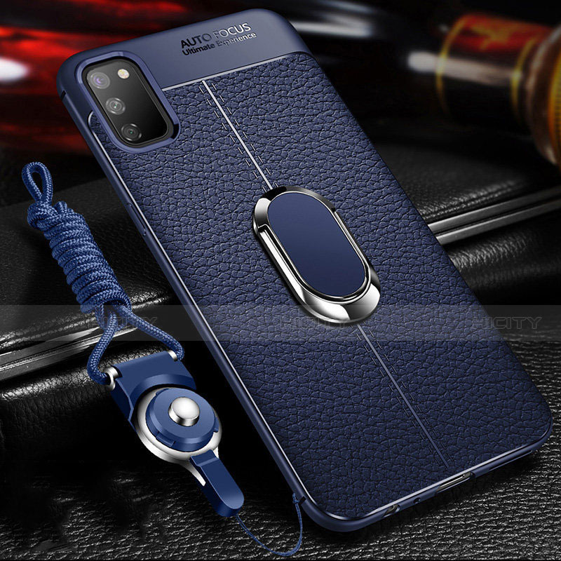 Silikon Hülle Handyhülle Gummi Schutzhülle Flexible Leder Tasche mit Magnetisch Fingerring Ständer T02 für Huawei Honor V30 Pro 5G groß