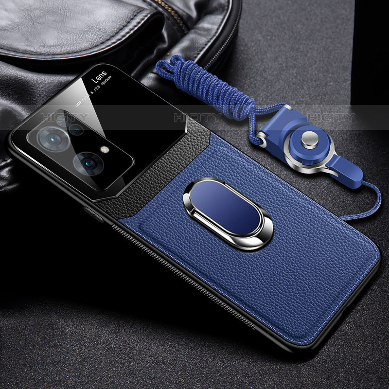 Silikon Hülle Handyhülle Gummi Schutzhülle Flexible Leder Tasche mit Magnetisch FL1 für Oppo Reno7 Pro 5G Blau Plus