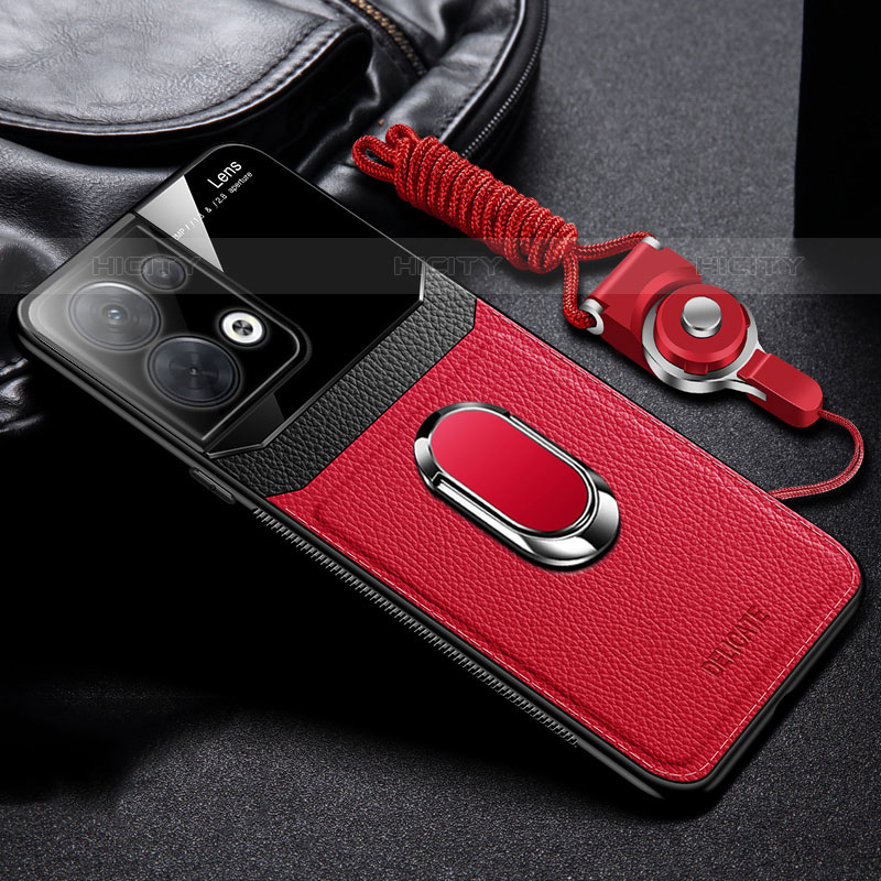 Silikon Hülle Handyhülle Gummi Schutzhülle Flexible Leder Tasche mit Magnetisch FL1 für Oppo Reno8 5G Rot Plus