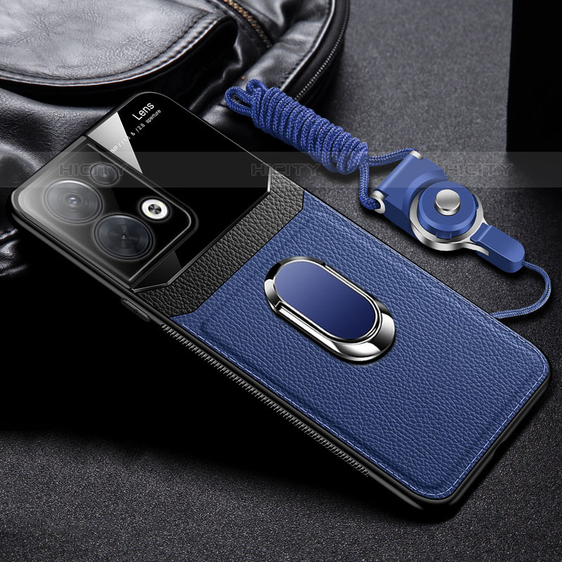 Silikon Hülle Handyhülle Gummi Schutzhülle Flexible Leder Tasche mit Magnetisch FL1 für Oppo Reno8 Pro 5G Blau