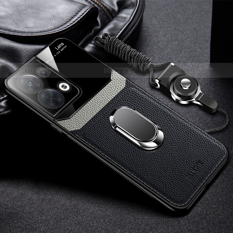 Silikon Hülle Handyhülle Gummi Schutzhülle Flexible Leder Tasche mit Magnetisch FL1 für Oppo Reno9 Pro 5G Schwarz