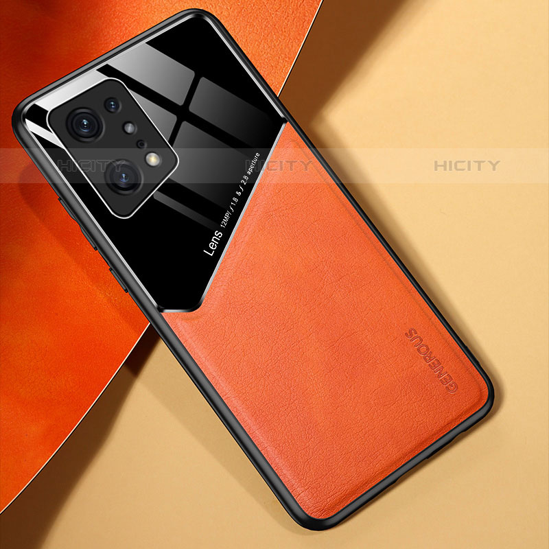 Silikon Hülle Handyhülle Gummi Schutzhülle Flexible Leder Tasche mit Magnetisch für Oppo Find X5 Pro 5G Orange Plus