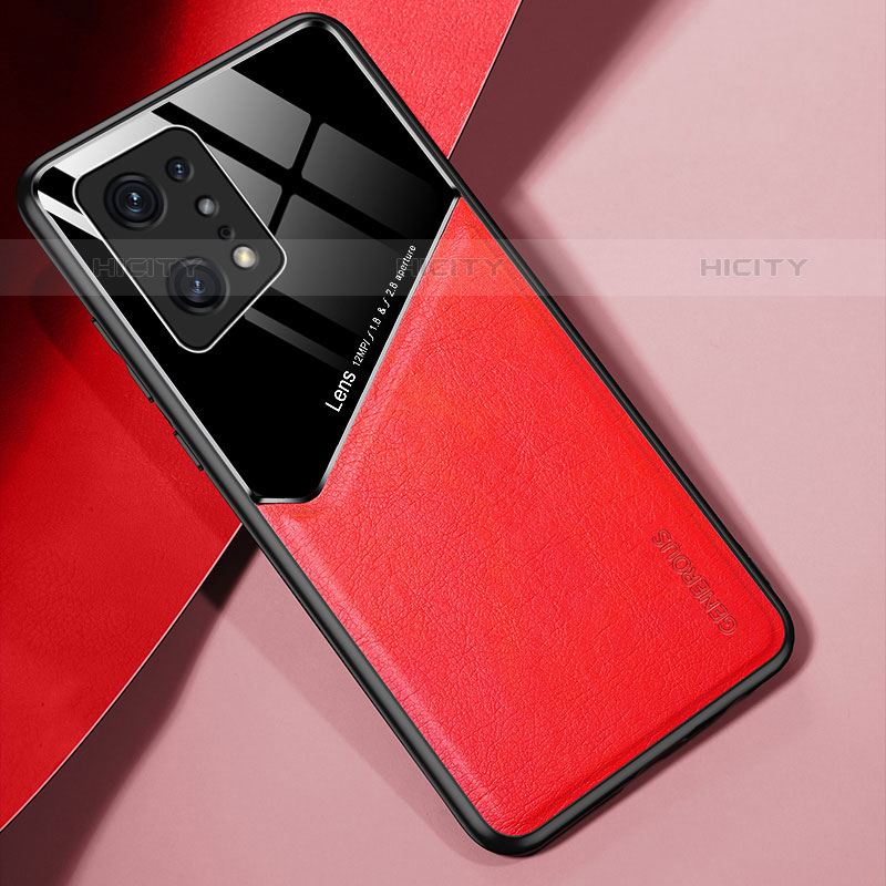 Silikon Hülle Handyhülle Gummi Schutzhülle Flexible Leder Tasche mit Magnetisch für Oppo Find X5 Pro 5G Rot