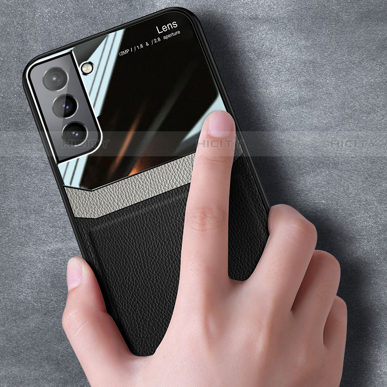 Silikon Hülle Handyhülle Gummi Schutzhülle Flexible Leder Tasche mit Magnetisch für Samsung Galaxy S22 Plus 5G groß
