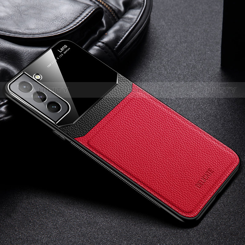 Silikon Hülle Handyhülle Gummi Schutzhülle Flexible Leder Tasche mit Magnetisch für Samsung Galaxy S22 Plus 5G Rot Plus