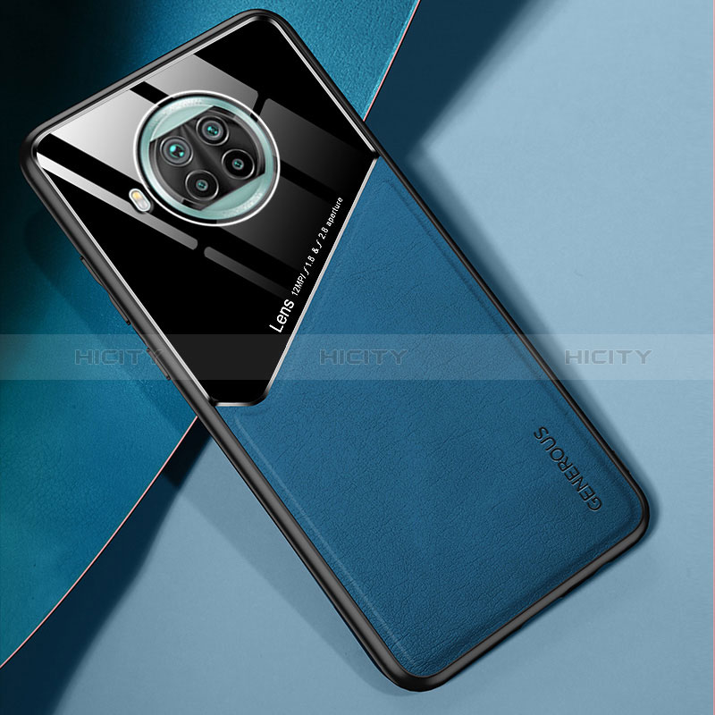 Silikon Hülle Handyhülle Gummi Schutzhülle Flexible Leder Tasche mit Magnetisch für Xiaomi Mi 10T Lite 5G Blau
