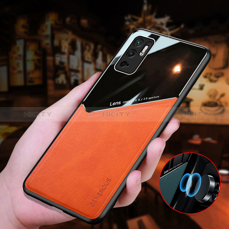 Silikon Hülle Handyhülle Gummi Schutzhülle Flexible Leder Tasche mit Magnetisch für Xiaomi POCO M3 Pro 5G